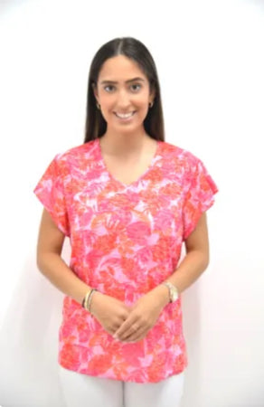 Jessica Graaf 29579-010 Red/Pink V Neck T-Shirt