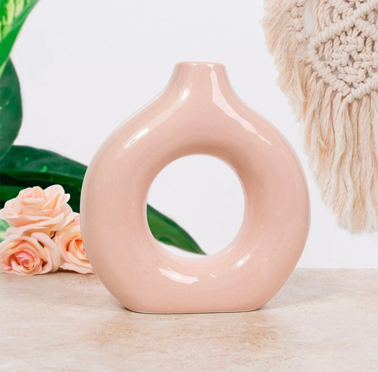 Ceramic Ring Vase Pink