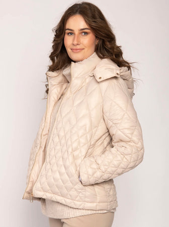 Short Padded Stone Hooded Jacket