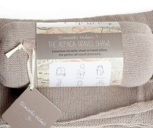 100% Alpaca Travel Shawl in Bag