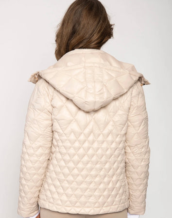 Short Padded Stone Hooded Jacket