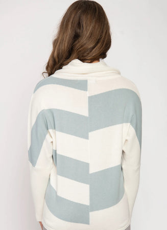 Jumper Cowl Neck Cream/Blue 28544-001
