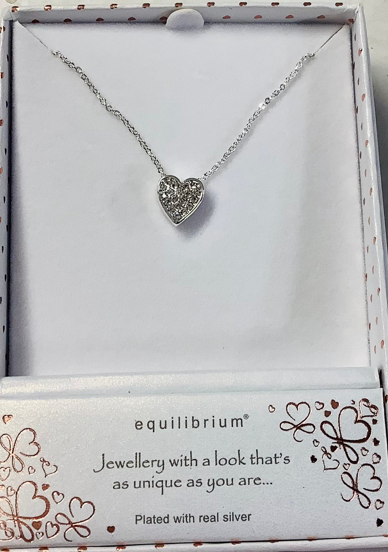 Equilibrium Glam Sparkle Plated Heart Necklace