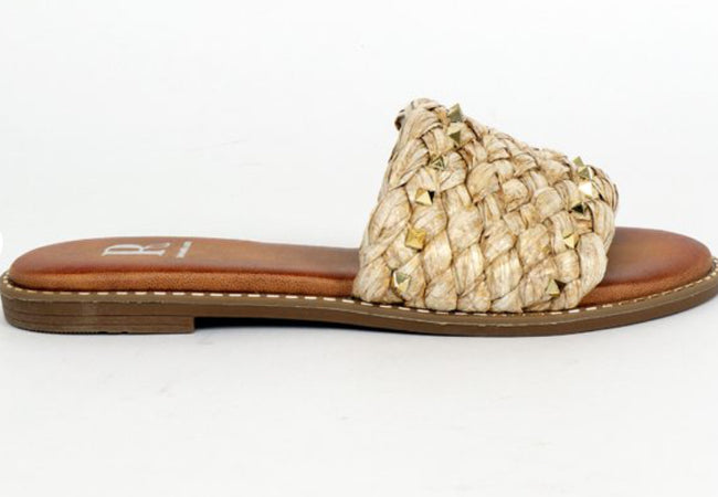 Flat Raffia Natural Mules