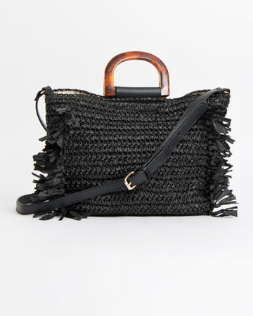 Summer Straw Tote Bag Natural And Black