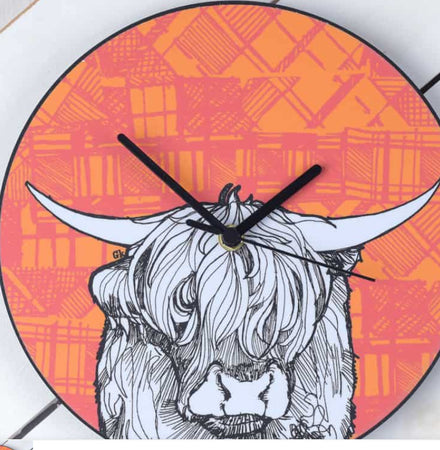 Tartan Cow Wall Clock