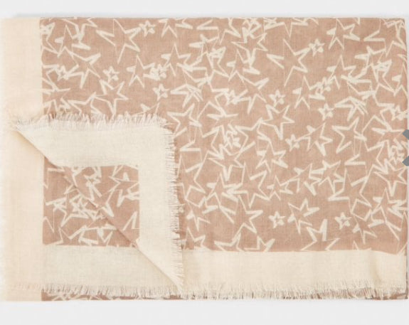 Katie Loxton Outline Star Scarf Taupe/Cream