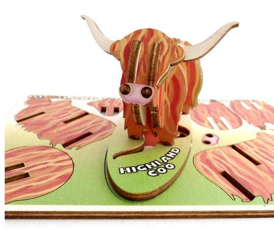 Pop-Up Wooden Highland Coo - Large