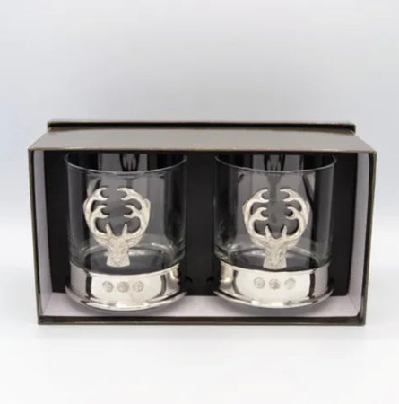 Pewter Design Whiskey Glass