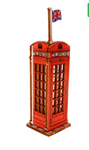 Pop-Up Wooden Telephone Box - Small