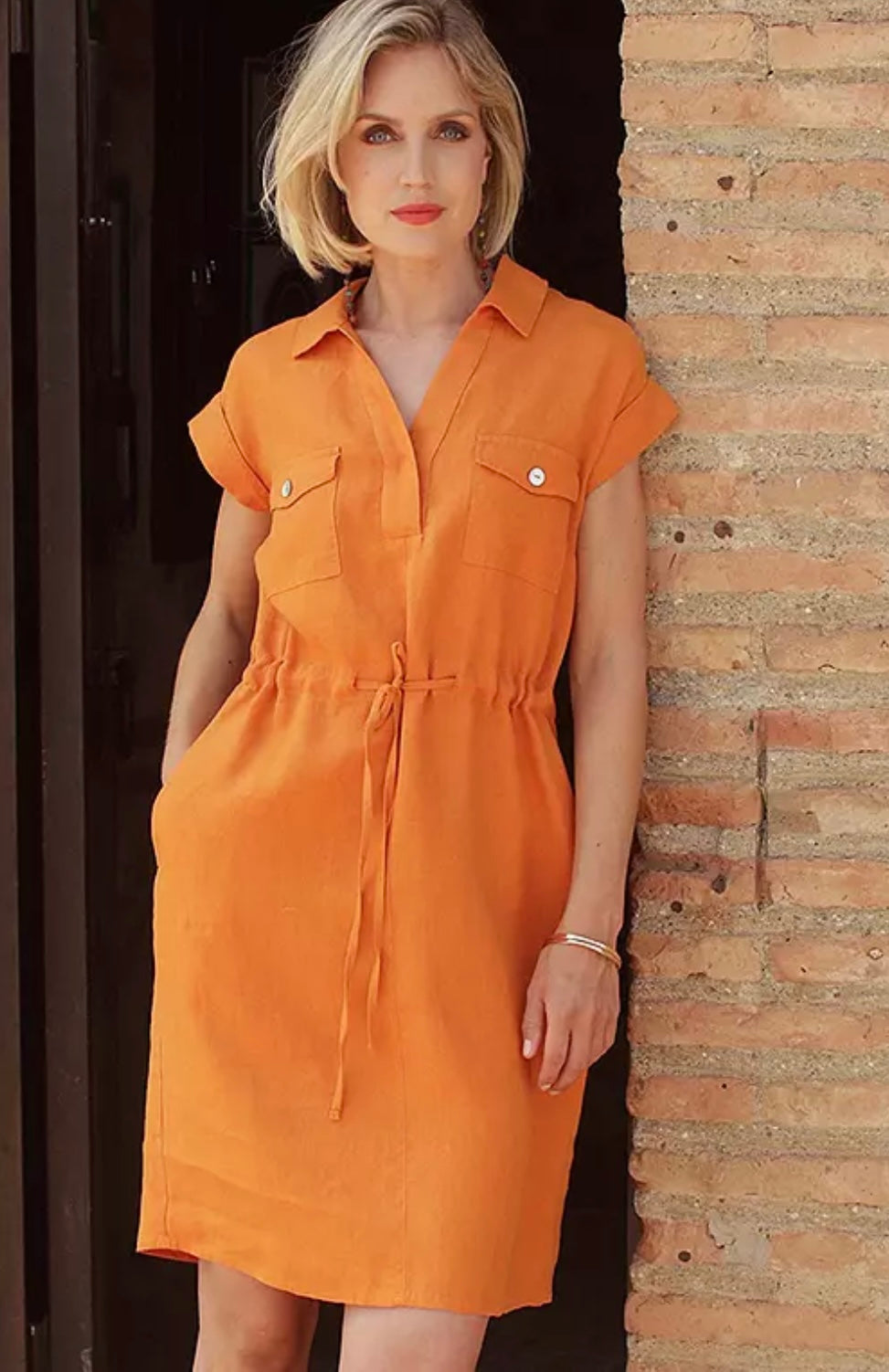 Pomodoro Linen Safari Dress