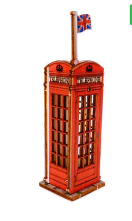 Pop-Up Wooden Telephone Box - Medium