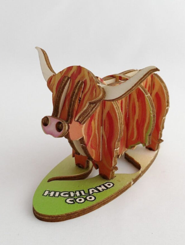 Pop-Up Wooden Highland Coo - Small