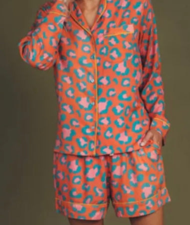Coral Leopard Pyjamas - Large