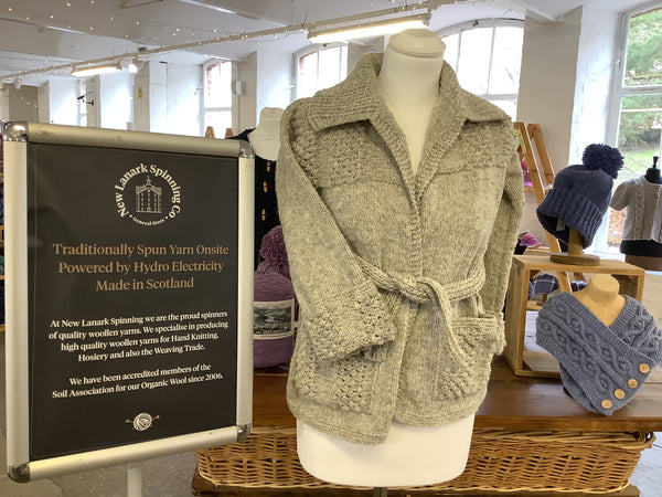 New Lanark knitted Belted Aran Jacket